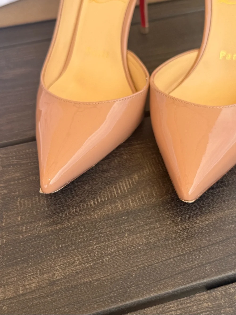 Christian Louboutin Iriza 85 Blush Nude Patent Pumps – Size 37.5